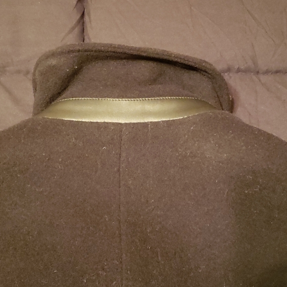 NWT COLE HAAN Wool Blend Leather Coat - Picture 5 of 10